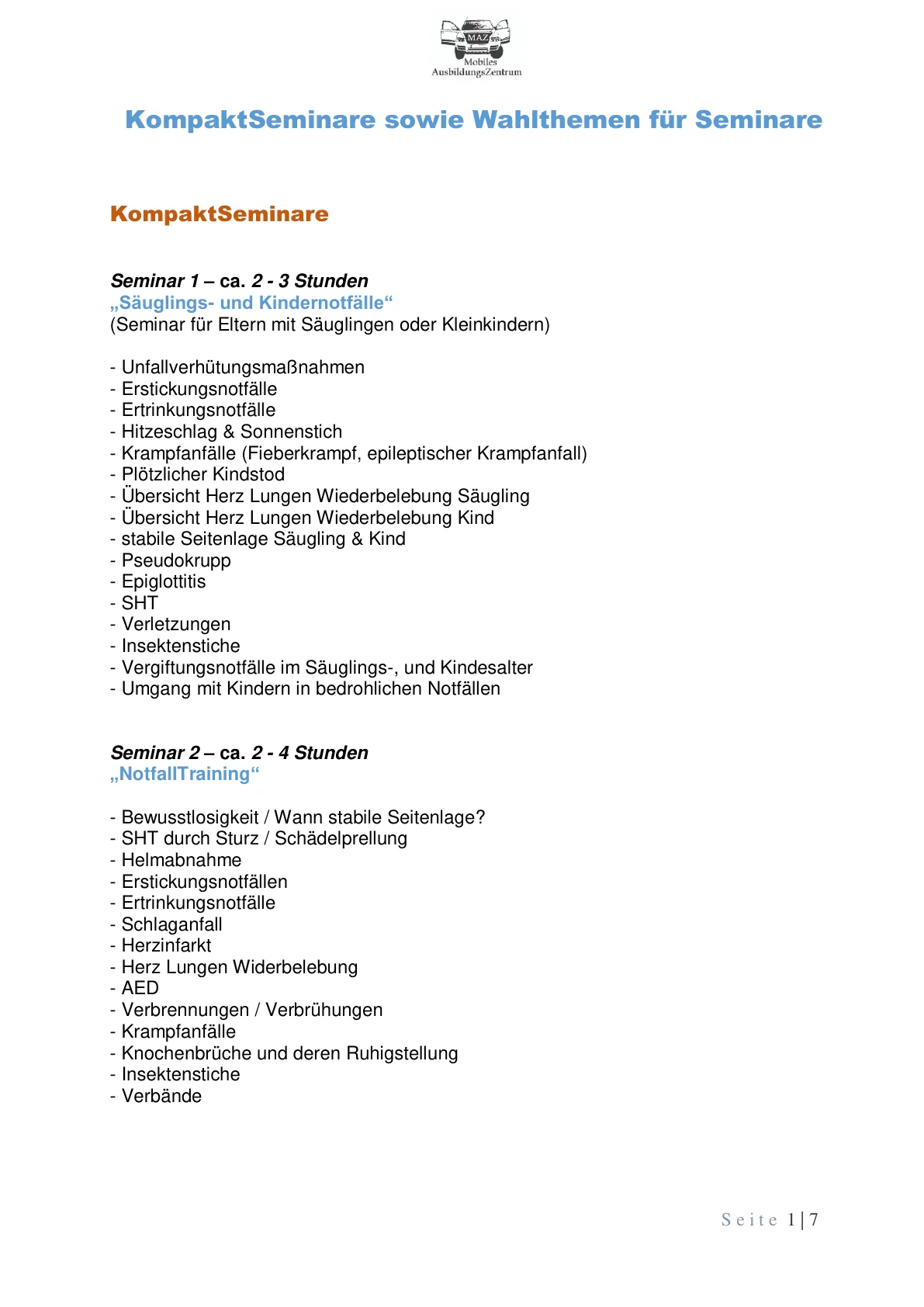 Seminarangebot Seite 1 von 7
