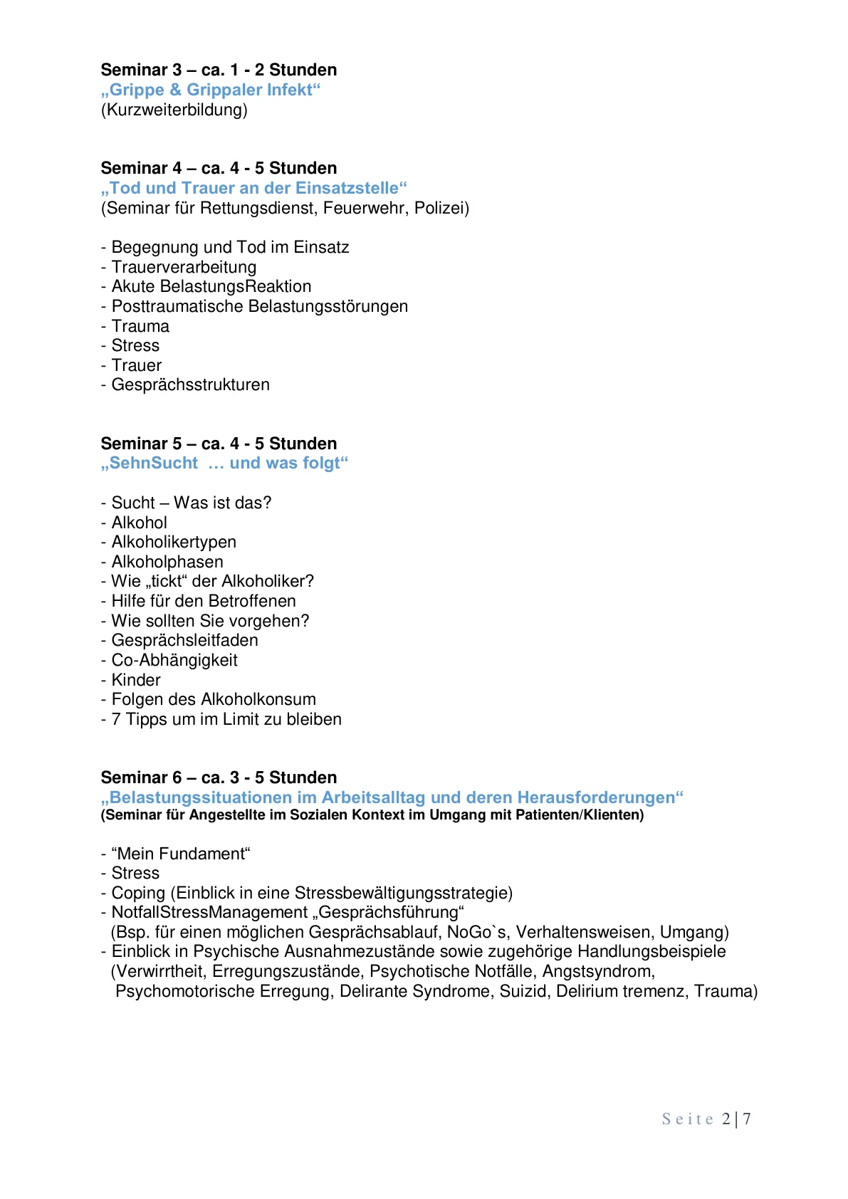Seminarangebot Seite 2 von 7